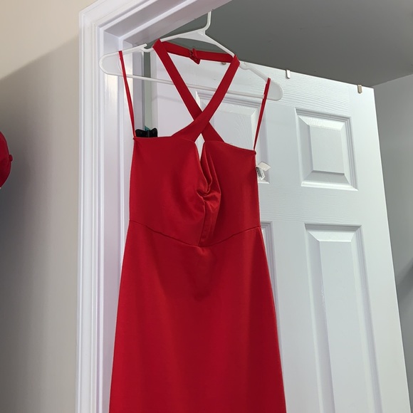 Fevour Red Dress with Peplum Bottom - Picture 3 of 13